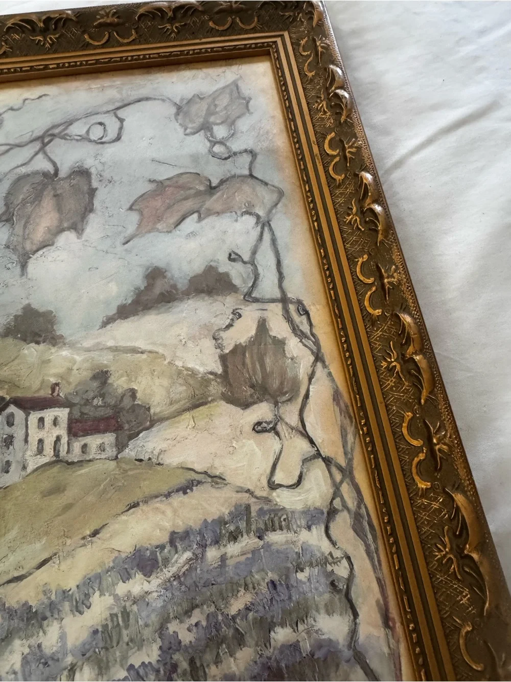 Framed Vineyard Wall Art in Beige and Green by C. Winterle Olson